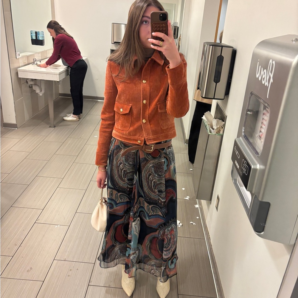 Zara Paisley Maxi Skirt w belt